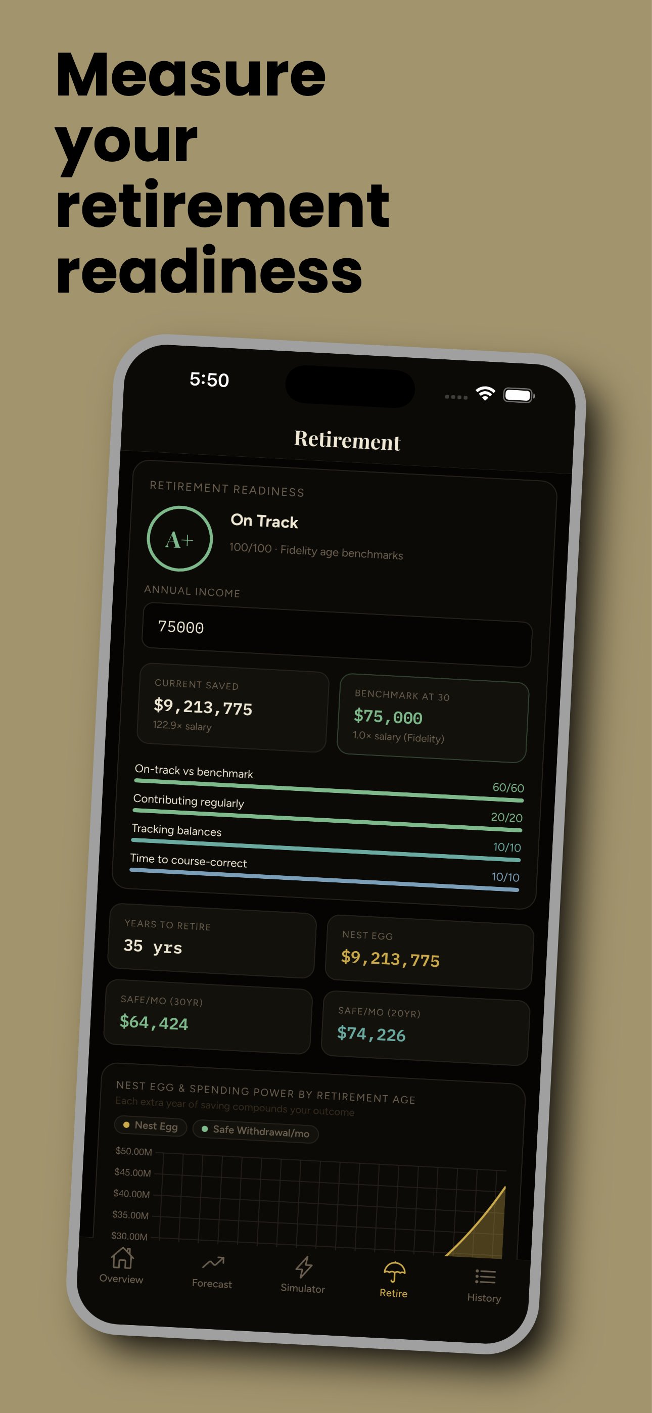 Vault retirement readiness screen